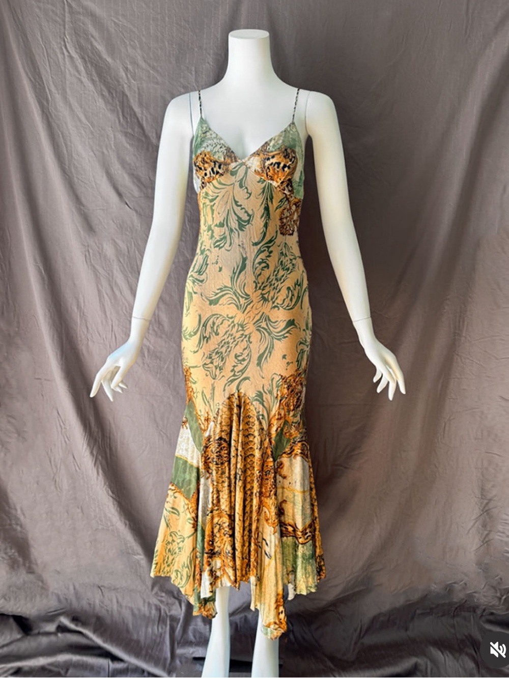 Roberto Cavalli Vintage Rare A/W 2005 Baroque Animal Print Silk Midi Dress Gown - Picture 3 of 16
